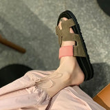 Breakj The New Summer Slippers Are Velcro Solid Color Casual