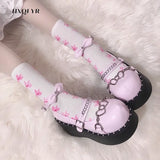 New Designer Ladies Platform Lolita Mary Janes Pumps Fashion Chain Wedges High Heels Women's Pumps Party Gothic Shoes