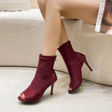 2023 New Fashionable Simple Hollowed-Out Short-Tube Jazz Dance High-Heeled Fish Mouth Cool