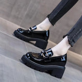 Style Chunky Platform Women Pumps 2023 Spring Women Patent Leather High Heel Shoes Autumn Vintage Office Female