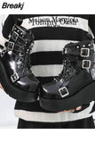 New Gothic Style Platform Vampire Cosplay Women Mid-calf Boots 2023 Winter Wedges Comfy Women Motorcycle Boots