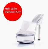 Breakj 34-43 Yards Sexy Super Heels 15CM Heel Platform Sandals Transparent Crystal Shoes Wedding