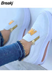 Women Sports Shoes Side Zipper Platform Sneakers Pu Leather Fashion Lady Footwear M Vulcanized Comfot Tennis Female