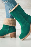 Women's Ankle Boots 2023 Warm Plush Snow Boots Women High Heels Size 43 Women Non Slip Turned Over Edge Short Boots Botas