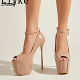 Black High Heels For Women 2023 Sexy Peep Toe Party Club Stripper Stiletto Shoes Ladies Platform Pumps Sandals Size