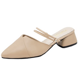 Pointed Toe slides Shallow High Heels Shoes Sandals Black Beige Block Square Heel Pumps 2023 Party Women Mules