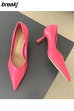 Spring Shoes Women Thin Heels Pumps Elegant Pointed Toe Deep V Design Shallow Dress Shoes Party Wedding Candy Colors