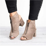 Woman Sandals Ladies Shoes Gladiator Casual Peep Toe Antiskid Bottom Zipper Med Thick Heels Wedding Sandalias Mujer