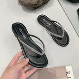 Summer Flip Flops Crystal Slippers Flat Sandals Beach Outdoor Casual Slippers Female Non-slip Flip