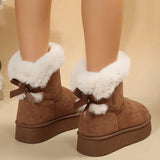 Breakj Thick Snow Boots A Foot Pedal 2025 Winter New Thick-Soled Furry Bows Warm Large Cotton