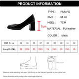 Patent Leather Women Pumps Shoes 2023 Elegan Office Black High Heels Shoes Woman Shallow Mouth Square Toe Pumps