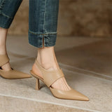 Breakj Beauty ~ Soft Leather French Head Head Sandals Women Fine Heel Pointed Back Empty Fairy Wind 2023 Spring And Summer High Heels