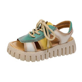 Sandals Female Shoe 2023 Women's Buckle Strap Muffins shoe Gladiator Girls Retro Fashion New Beige Flat Summer
