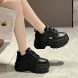 White Black Chunky Sneakers Women Spring Autumn Thick Bottom Dad Shoes Woman Fashion PU Leather Platform Sneakers