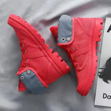 Autumn winter canvas shoes British style Martin boots women's lace-up thick-soled flip-up women's