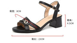 4.5CM Open toe Leather Roman Square heel High heels sandals women summer shoes Fashion Sexy word Metal Buckle ladies