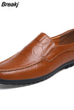 Brand Genuine Leather for Men Fashion Casual Shoes Slip on Loafers Breathable Black Driving Shoes Big Size Men