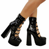 Breakj High Heels Gothic Black Babes Thick Heel Plus-Size 47 High Heels