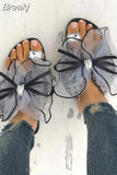 Cute Bowtie Decorate Non-Slip Sandals Slipper Flats Mules Casual Fashion Female Flip Flops Mesh Beach Slides