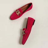 for Women 2022 Women's Loafers Kid Suede Cowhide Female Flat Shoes Metal Buckle Moccasins Casual Mocasines