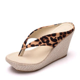 Queen Platform Wedges Flip Flops High Heels Slippers White Beach Sandals Bohemia