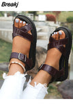 New Women's Summer Comfortable Shoes Fashion Open Toe Women's Sandals Platform Sandals Comfortable Buckle Women's
