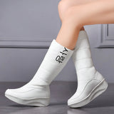 Women Down Snow Boots Girls Cotton Shoes South Korea Style Platform Wedges Mid Calf Boots Female Plush Warm Inner 2020