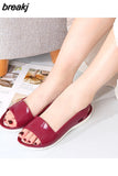 Summer Women Fashion Jelly Sandals Low Heel Peep Toe Shallow Slides Casual Beach Outdoor Female Ladies Slipper