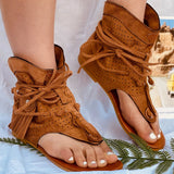 Women's Sandals 2023 Retro Gladiator Ladies Clip Toe Vintage Boots Casual Tassel Rome Fashion Summer Woman Shoes Female