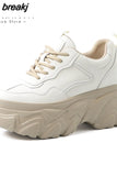 Size 33-40 Women Sneakers Lace Up 2023 Fashion Platform High Heels Shoes Woman Spring Solid Casual Daily Lady