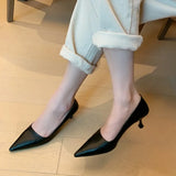 Size 34-39 Women Pumps Real Leather Sexy Pointed Toe High Heels Shoes For Women Solid Thin Heel Office Party