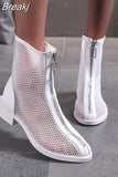 Hollow Chelsea Short Boots Women 2023 New Summer Thin Section Breathable Thick Heel Martin Boots Female High Top
