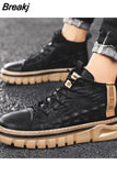 New Men Comfortable Sneakers Waterproof Outdoor Casual Shoes Tooling Motorcycle Boots Non-Leather Shoes for Men