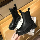 Boots Rock Shoes Woman Boots-Women Flat Heel Luxury Designer Round Toe Lace Up Winter Footwear 2023 Ankle Med Lolita