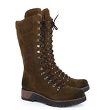 Fashion Women's Mid-Calf Boots Round Toe Western Lace-Up Side Zipper Ladies Boots Comfortable Non-Slip Motorcycle