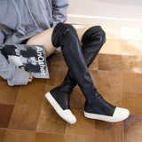 Stretch boots women flat platform patchwork runway autumn winter shoes thigh high boots elastic long booties 2021