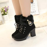 2013 New Rhinestone High Heel Thick Heel Hair Hair Mouth Short Leg Short Boots And Velvet Martin Boots Women's Plus Size Women's