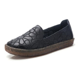 Summer Beach Woman embroidered Flats Leather Shoes Slip On Flats Comfort Women