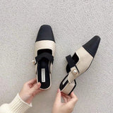 Style Fragrant Style Color Baotou Semi-Slippers Women Wear Lazy Shoes With Thick Heels Muller Shoes Without