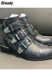 Women's Ankle Boots Rivet Flower Susanna Studded Cowboy Boots High Quality Genuine Leather Luxury Shoes Ladies Botines