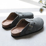 Hot Popular Men's Closed Toe Cork Slippers Mule Clogs Cork Sandals For Men Split Leather Garden Slides Cork