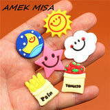 Cute PVC Shoe Charms Sun/Night/Stars/White Clouds/Bread/Tomato Shoe accessories Decoration Buckles Fit Bands Croc JIBZ