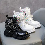 Breakj And Girl Baby Fashion Pocket Martin Boots 2023 New Cute Round Head Side Zipper Short Fashion