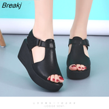 Head Plus Size 35-40 Medium Heel Platform Sandals Women Breathable Shoes 2023 Summer Casual Wedges Sandals for Beach