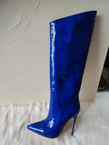 High Boots Candy Color Mirror Leather Women Knee High Boots High Heels Stilettos Runway Shoes for Women High Heel