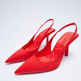 Breakj 2025 New Pointed Thin Heel Single Shoes Behind The Empty Sandals High Heel Shoes Green Women's