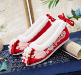 Breakj Shoes Ancient Style Chinese Wedding Shoes Red Pearl Xiushoes Ancient Costume Bride Shoes Embroidered