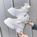 Green Punk Chunky Platform Motorcycle Boots Women Autumn Winter Gothic Shoes Woman Thick Bottom Lace Up Ankle Botas