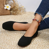 Breakj Size Fly Woven Single Shoes Female Spring Autumn New Square Head Low Heel Lazy Casual Mother