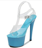 Platform Sandals Women High Heels 17CM Walking Show Outside Large Size Transparent Women ShoesSummer Wedding Pumps Thin
